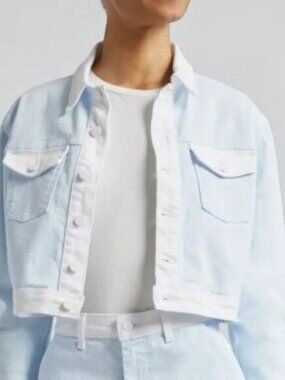 L’Agence Koda Contrast Cropped Denim Jacket NEW Size S